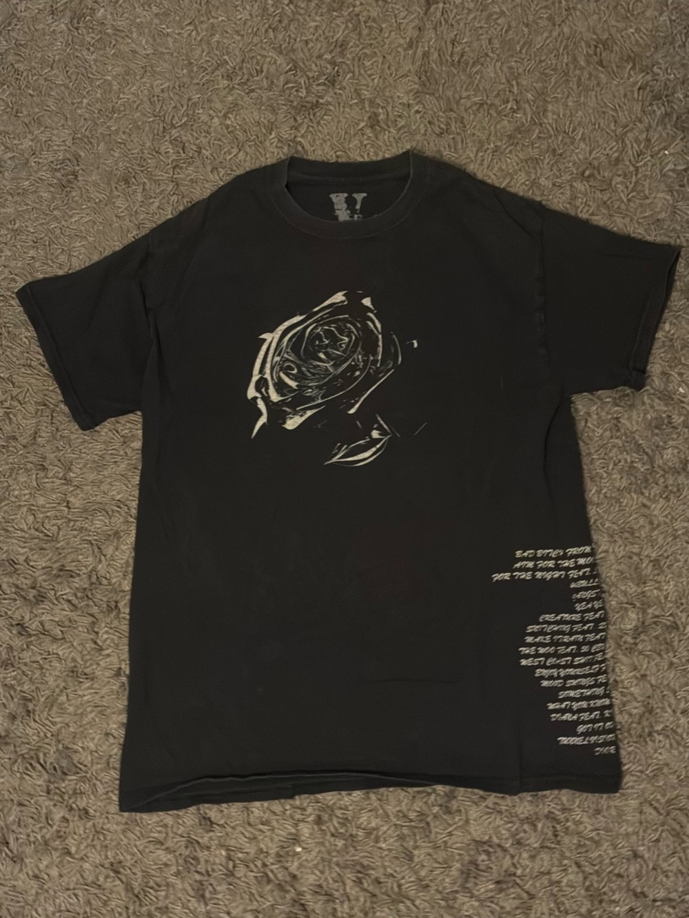 VLONE Black Graphic Rose Short Sleeve Tee